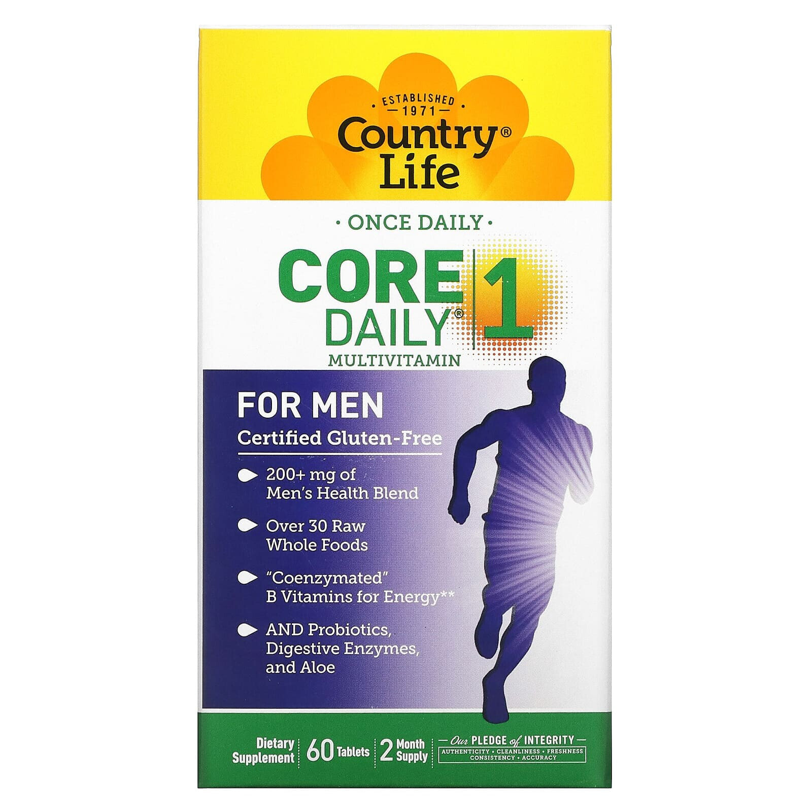 Кантри Лайф, Мультивитамины Core Daily-1, для мужчин, 60 таблеток