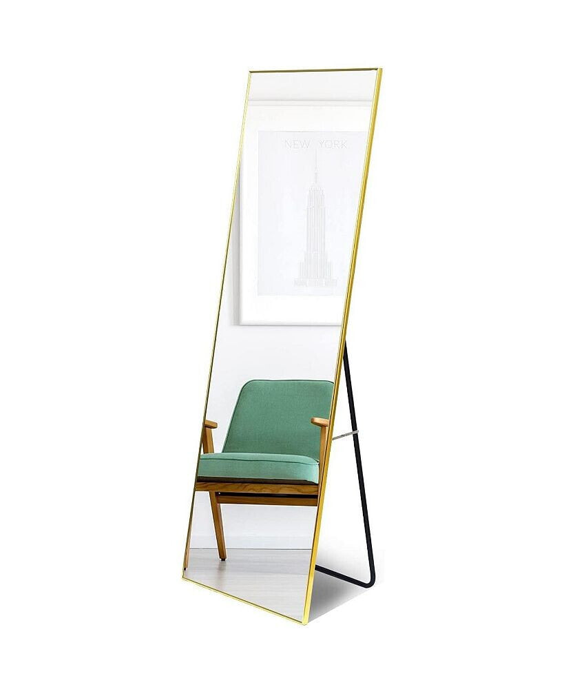 Simplie Fun full Length Mirror, Floor Mirror with Stand, Dressing Mirror, Bedroom Mirror with aluminum