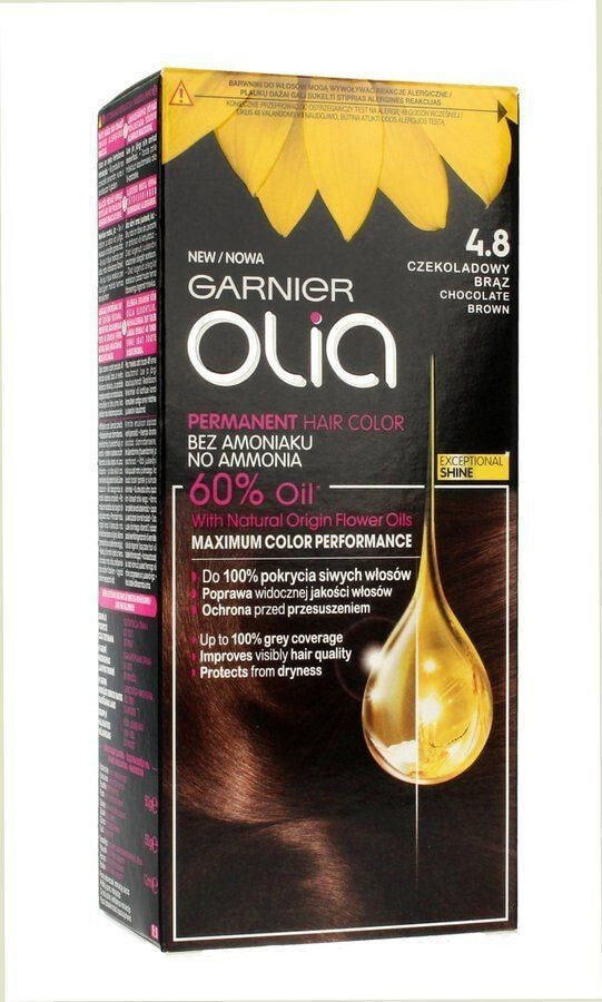 Garnier Olia Permanent Coloration Hair Color No. 4.8 Перманентная крем-краска для волос на масляной основе, оттенок шоколадно-коричневый
