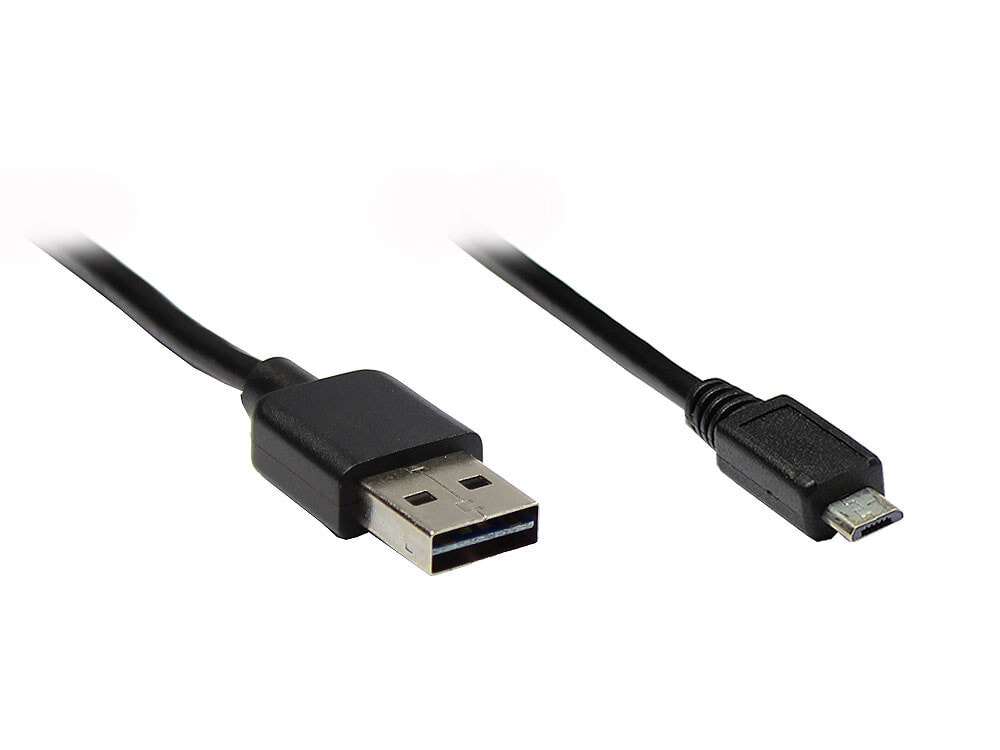 Alcasa USB 2.0 A/micro B, 2m USB кабель USB A Micro-USB B Черный 2510-EUM02