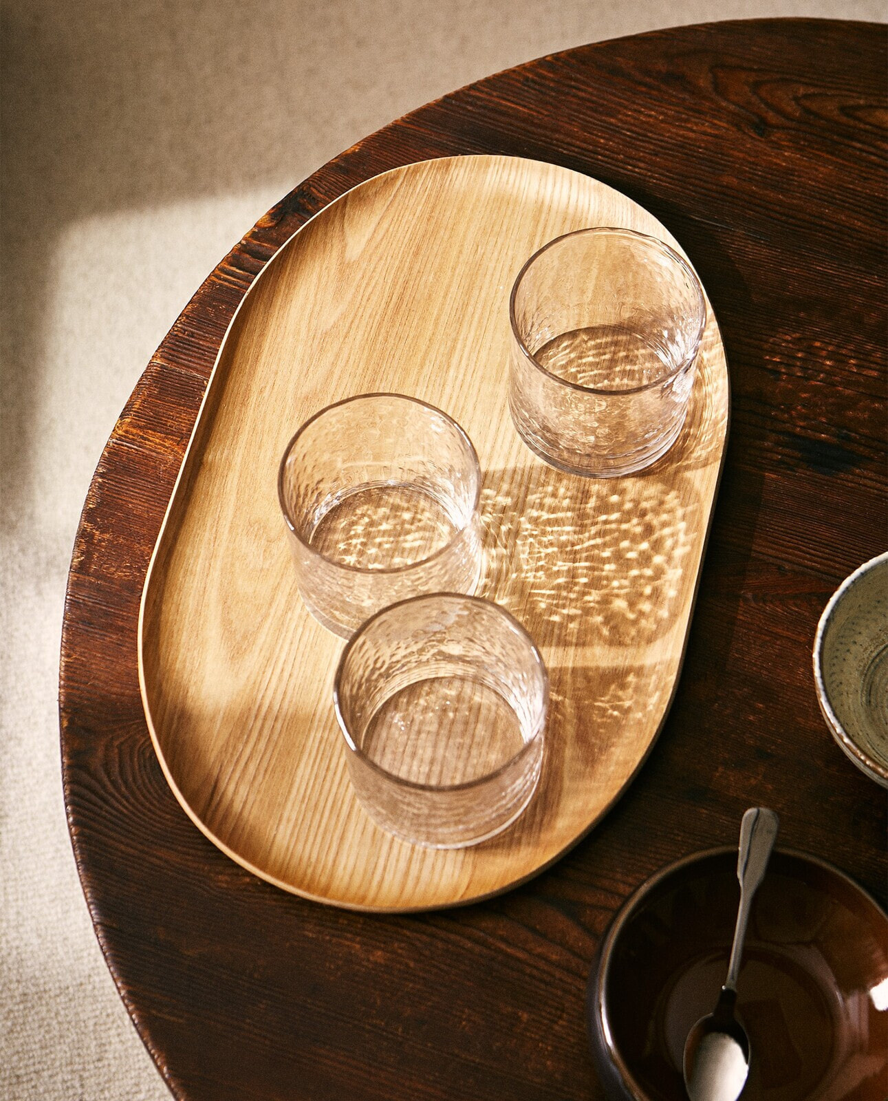 Oval wood tray