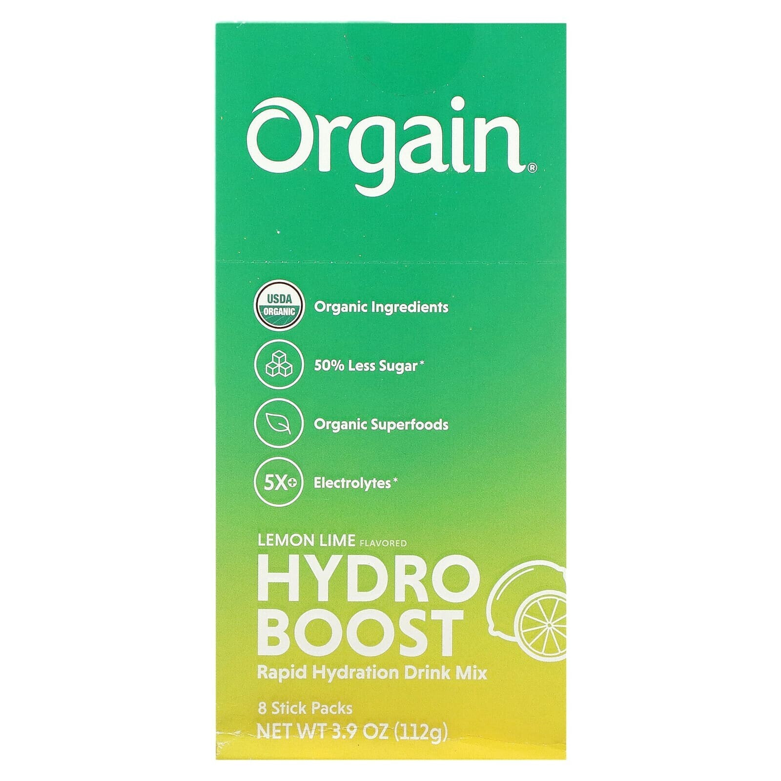 Orgain, Hydro Boost, смесь для быстрого увлажнения, апельсин и мандарин, 8 пакетиков по 13 г (0,45 унции)