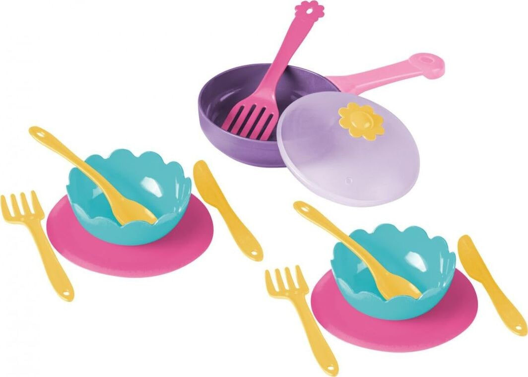 Набор детской посуды Wader Party World Dinner Time Сковорода с тарелками и приборами, 12 элементов