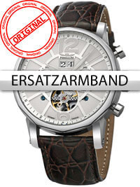 Ремешок или браслет для часов Perigaum Replacement Strap Leather P-1111 Brown Silver Clasp 24 mm