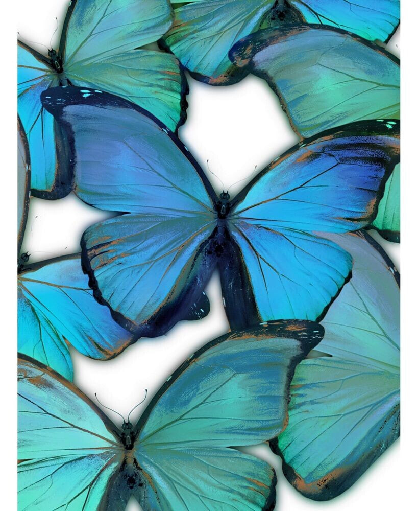 Classy Art blue and Green Butterflies Mixed Media Wall Art, 24