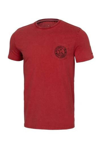 Мужская футболка спортивная красная с логотипом Denim Washed Pit Bull Circle Dog Burgundowa