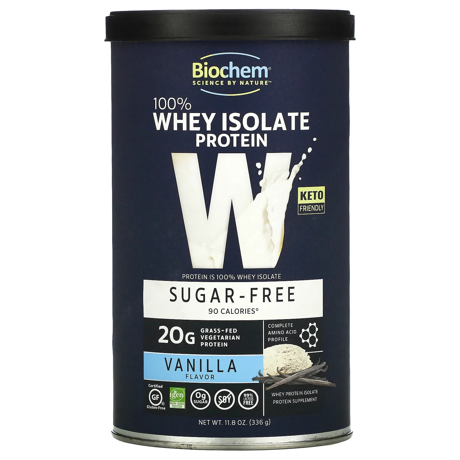 100% Whey Isolate Protein, Sugar Free, Vanilla, 11.8 oz (336 g)