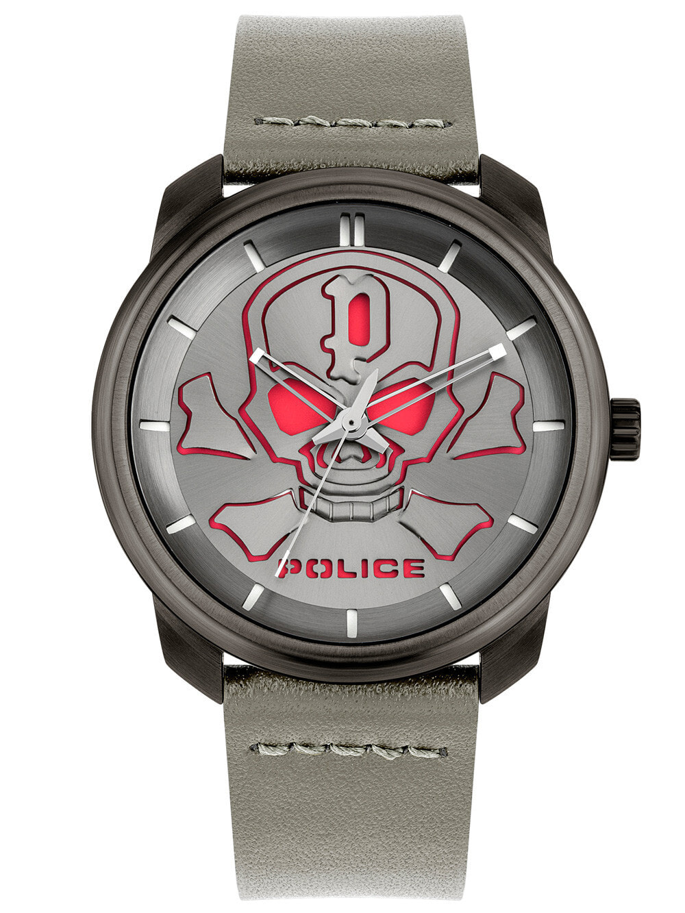 Мужские наручные часы с серым кожаным ремешком Police PL15714JSU.61 Bleder Mens 44mm 3ATM