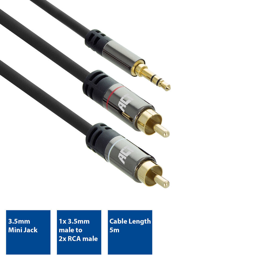ACT AC3607 аудио кабель 5 m 2 x RCA 3,5 мм Черный