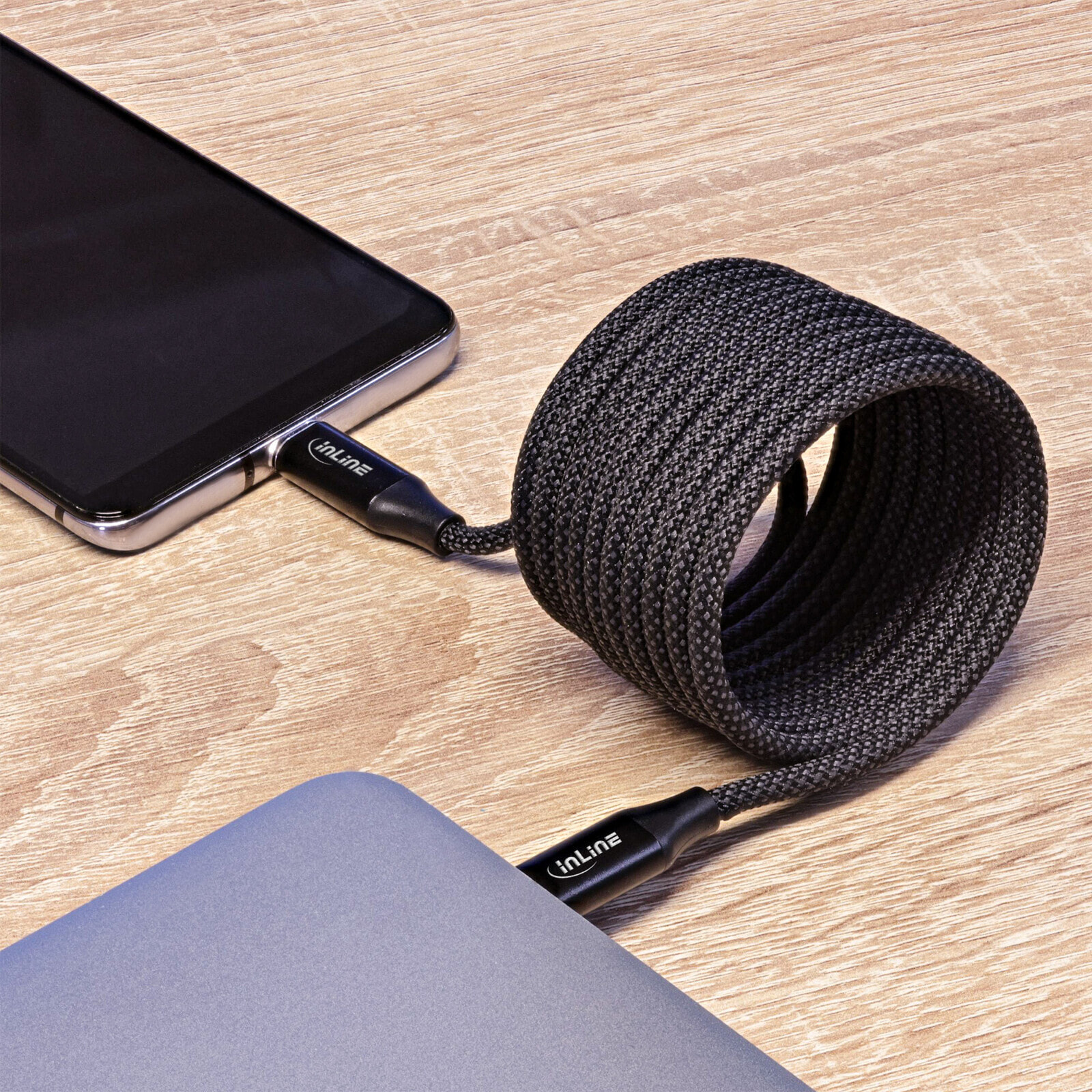 InLine Magnetic USB-C cable - USB-C male/male - 100W - black - 2m