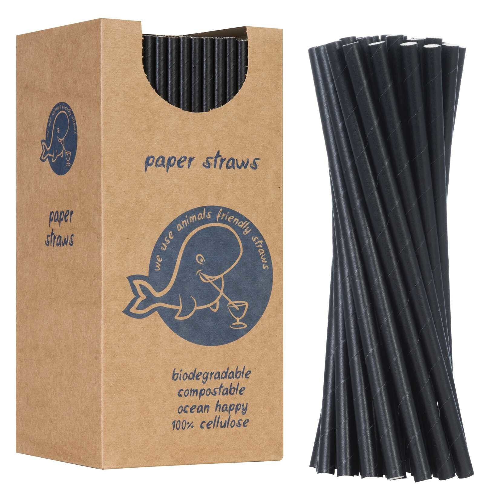 Paper straws BIO ecological PAPER STRAWS thick 8 / 205mm - black 160pcs.