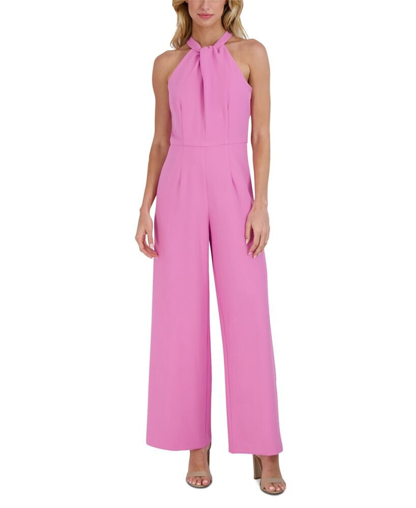 julia jordan twist-Front Halter Jumpsuit