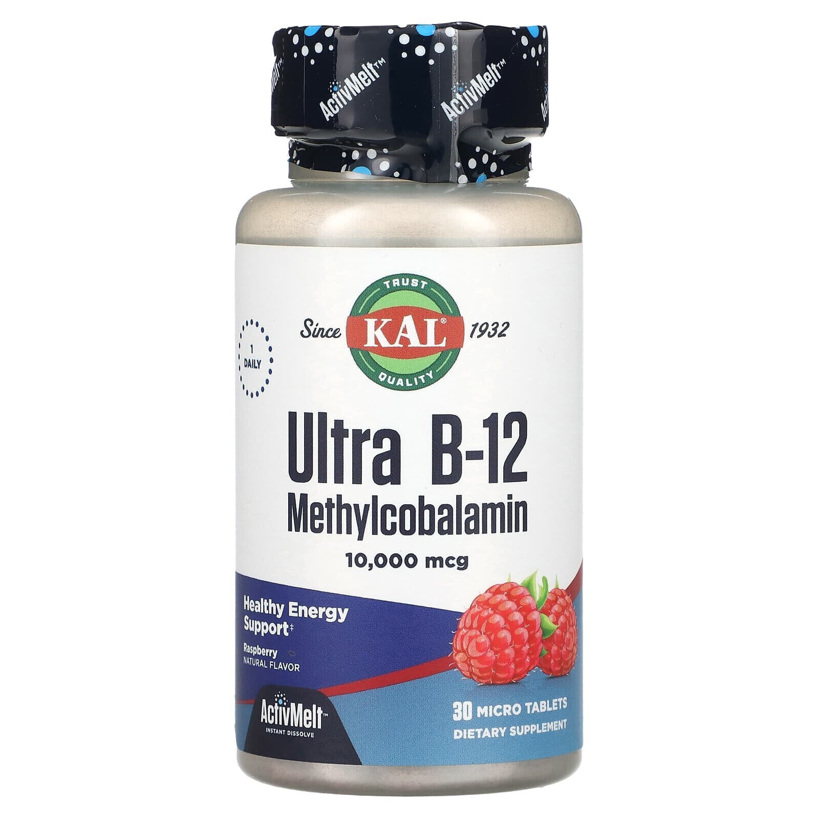 Ultra B-12 Methylcobalamin, Raspberry, 10,000 mcg, 30 Micro Tablets