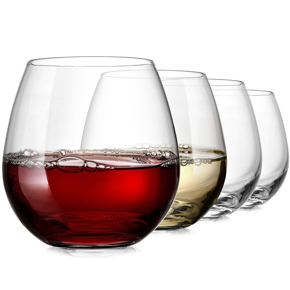 Zulay Kitchen 4 Piece Stemless Wine Glasses Set - Perfect For Wine & Other Cocktails