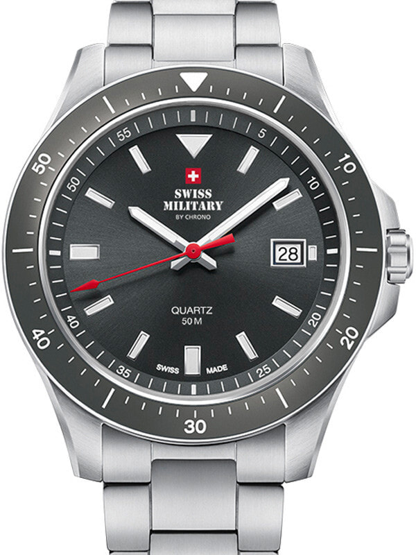 Мужские наручные часы с серебряным браслетом Swiss Military SM34082.03 mens quartz 42 mm 5ATM