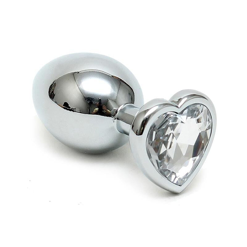 Плаг или анальная пробка BONDAGE PLAY Butt Plug Plated Steel Crystal Heart Transparent