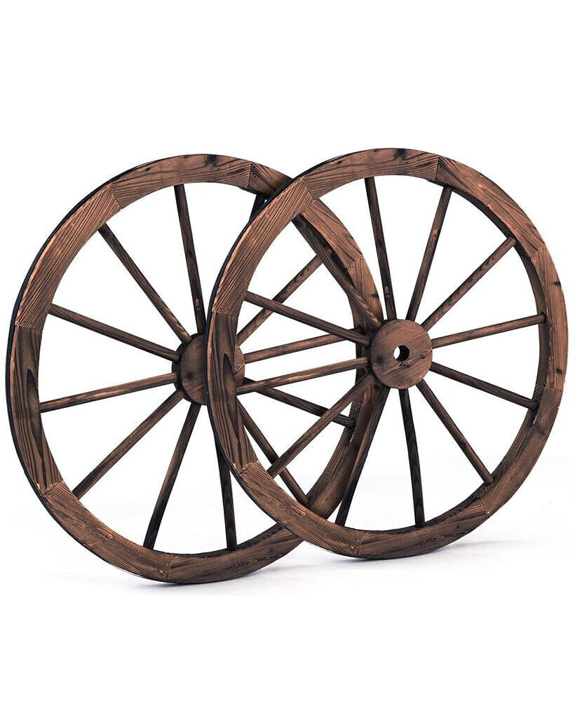 Costway decorative Vintage Wood Garden Wagon Wheel