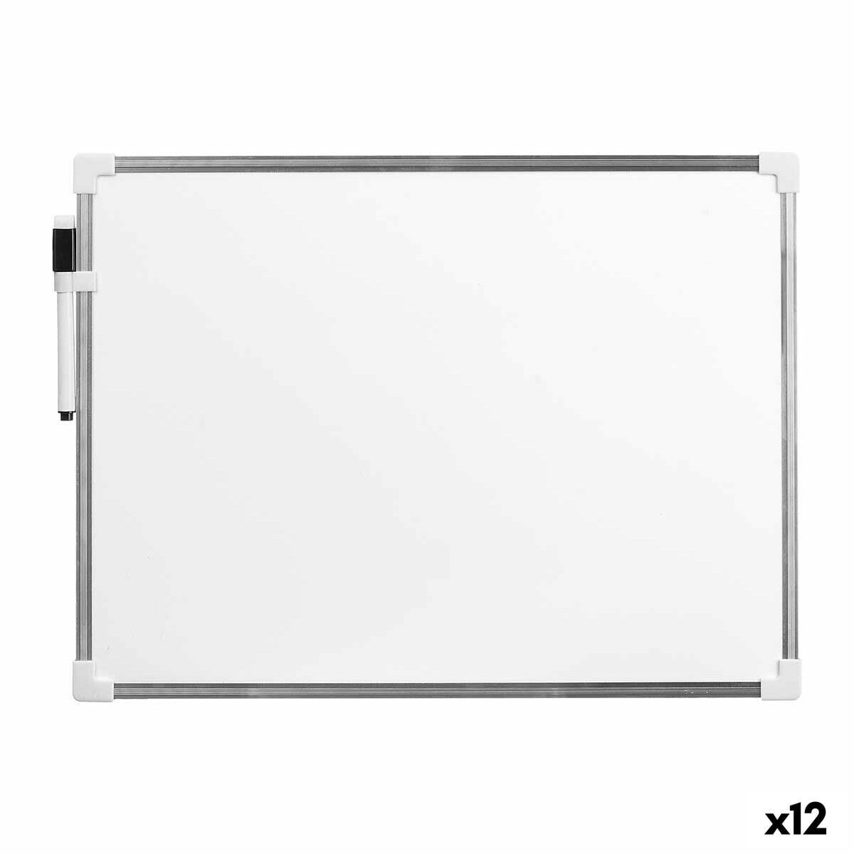 Magnetic Board with Marker White Aluminium 30 x 40 cm (12 Units)