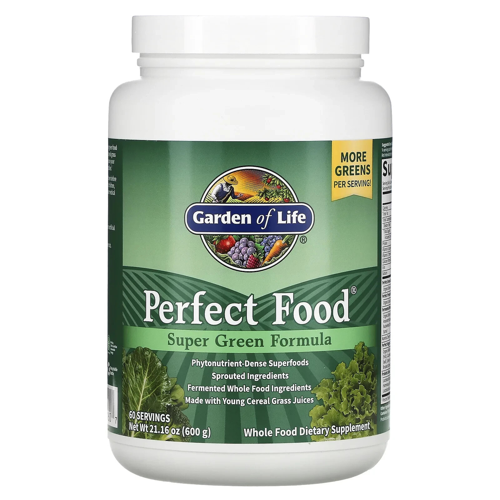 Гарден оф Лайф, Perfect Food, добавка из суперзелени, 600 г (21,16 унции)