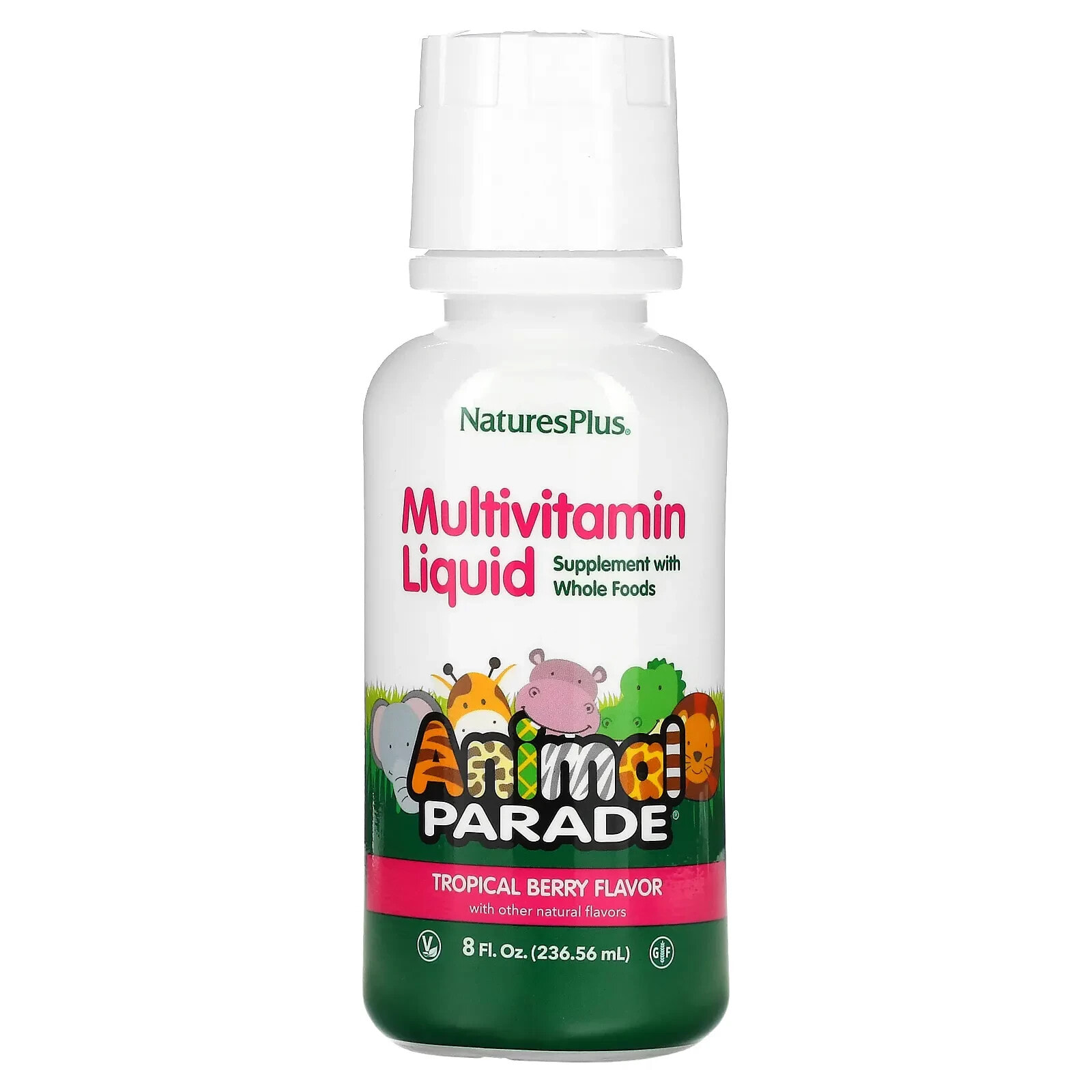 NaturesPlus, Source of Life, Animal Parade, Gold Liquid, мультивитамины для детей в жидкой форме, вкус тропических ягод, 887,10 мл (30 жидк. унций)