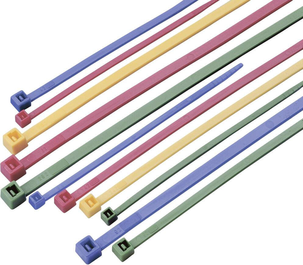 Conrad 1570835 стяжка для кабелей Стяжка-липучка для кабелей Синий, Зеленый, Красный, Желтый 100 шт