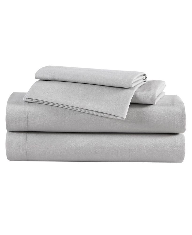 Eddie Bauer solid Cotton Flannel 4-Piece Sheet Set, King