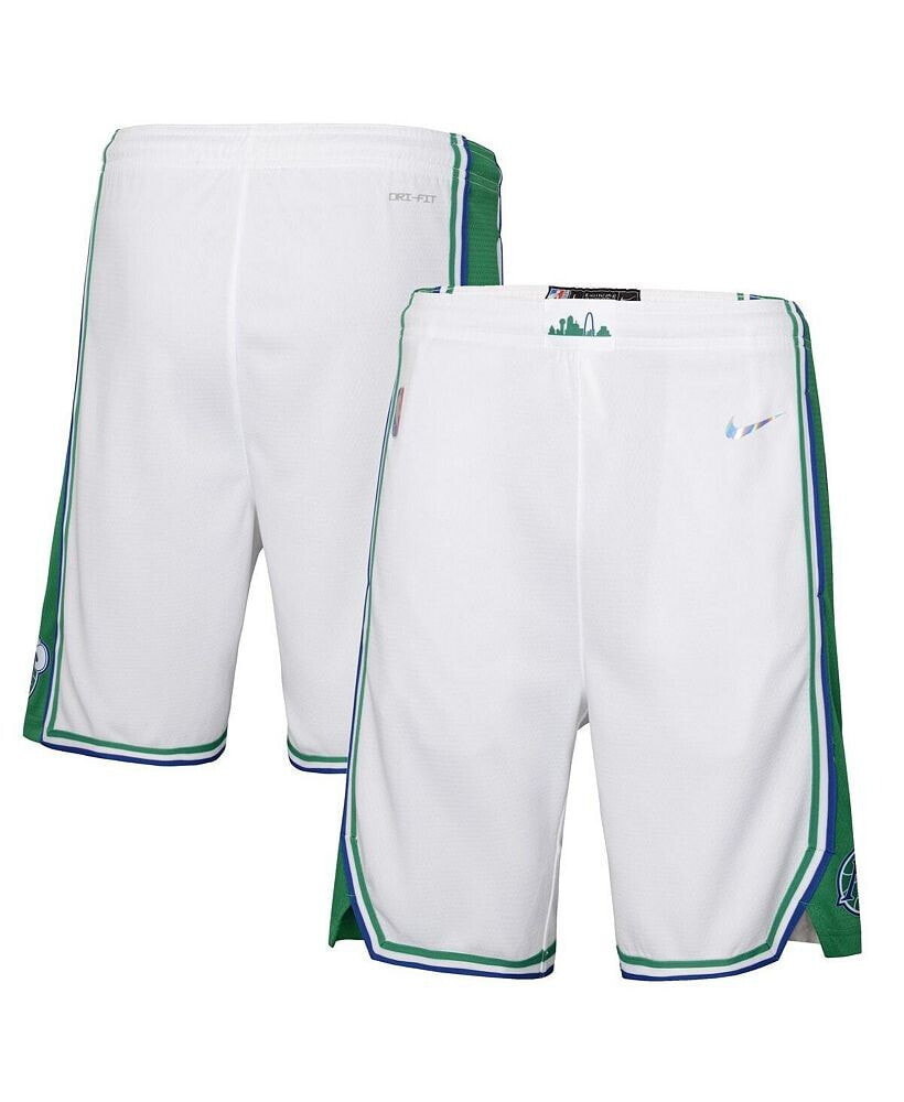 Nike big Boys White Dallas Mavericks 2021/22 City Edition Courtside Swingman Shorts