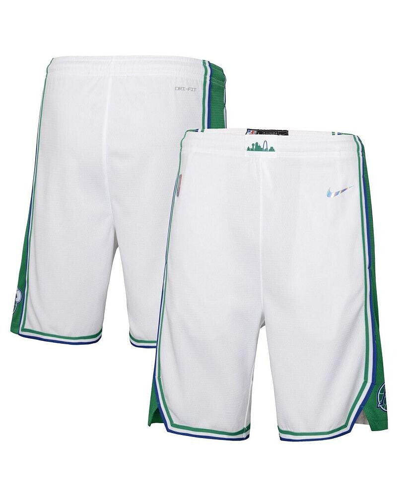 Nike boys Youth White Dallas Mavericks 2021/22 City Edition Courtside Swingman Shorts