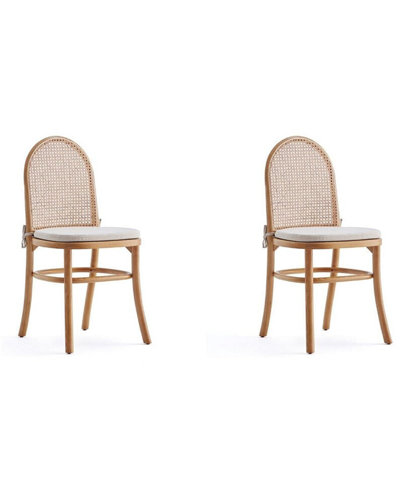 Manhattan Comfort paragon 2-Piece Ash Wood and Natural Cane Upholstered Dining Chair