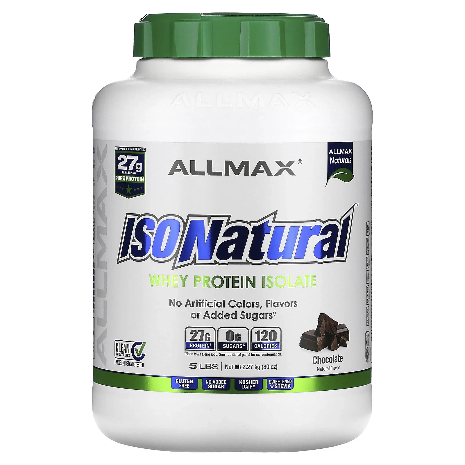 IsoNatural, Whey Protein Isolate, Chocolate, 5 lbs, (2.27 kg)