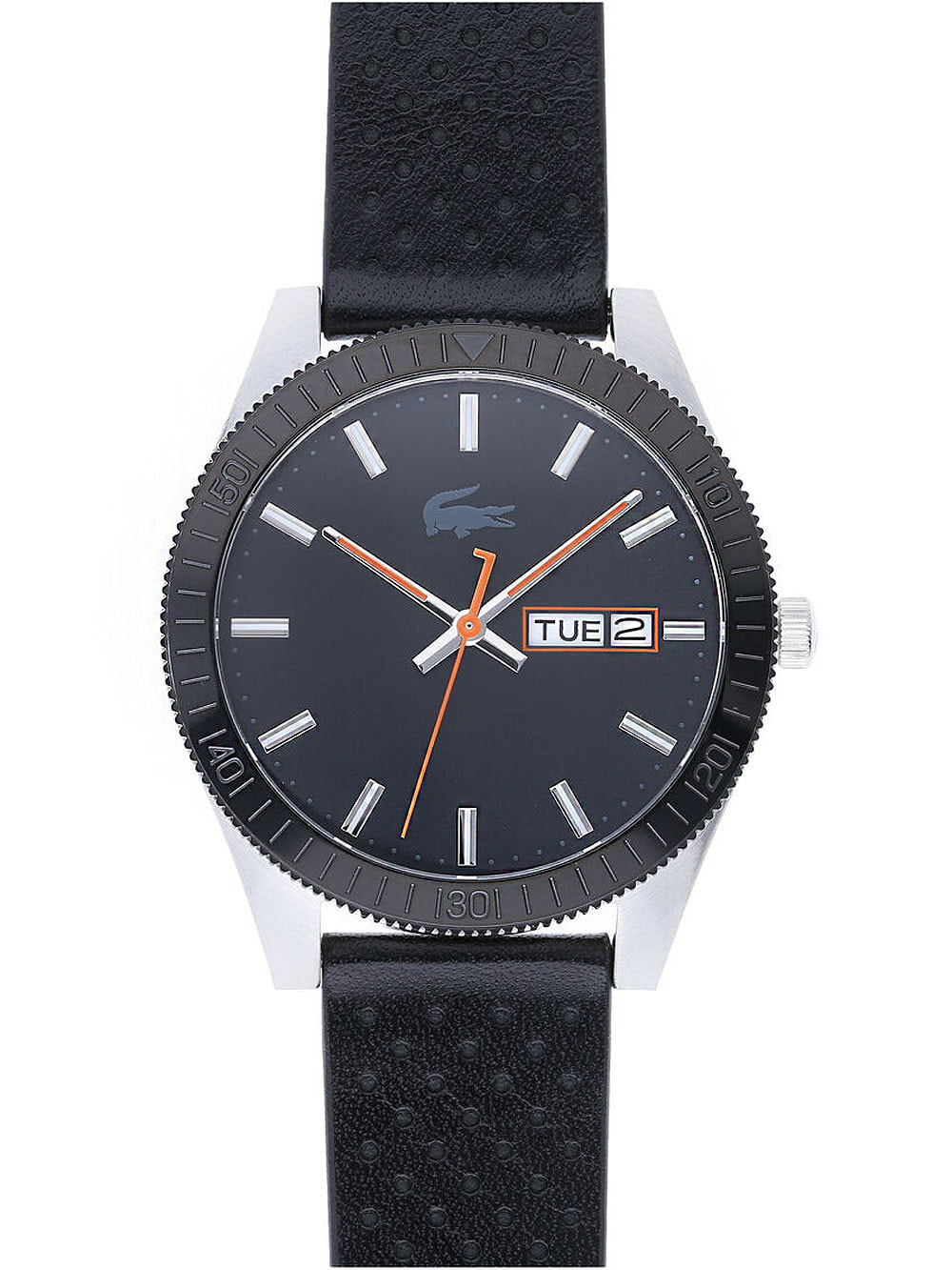 Мужские наручные часы с черным кожаным ремешком Lacoste 2010982 Legacy mens 42mm 5ATM