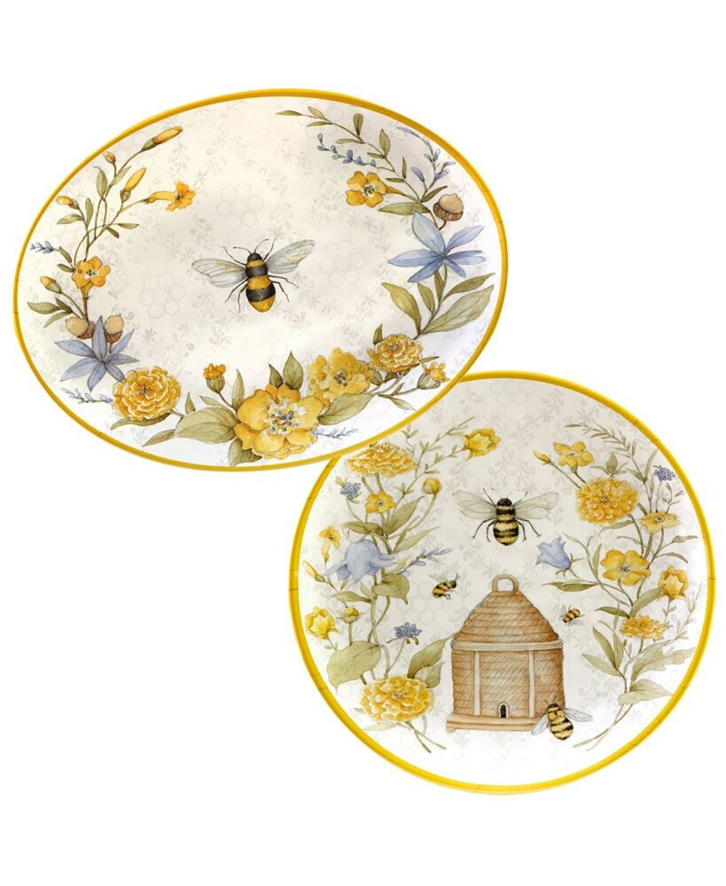 Certified International bee Sweet Melamine Platter Set, 2 Piece