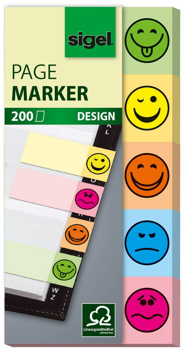 Sigel HN502 книжная закладка Гибкая закладка для книг Синий, Зеленый, Оранжевый, Розовый, Желтый 200 шт