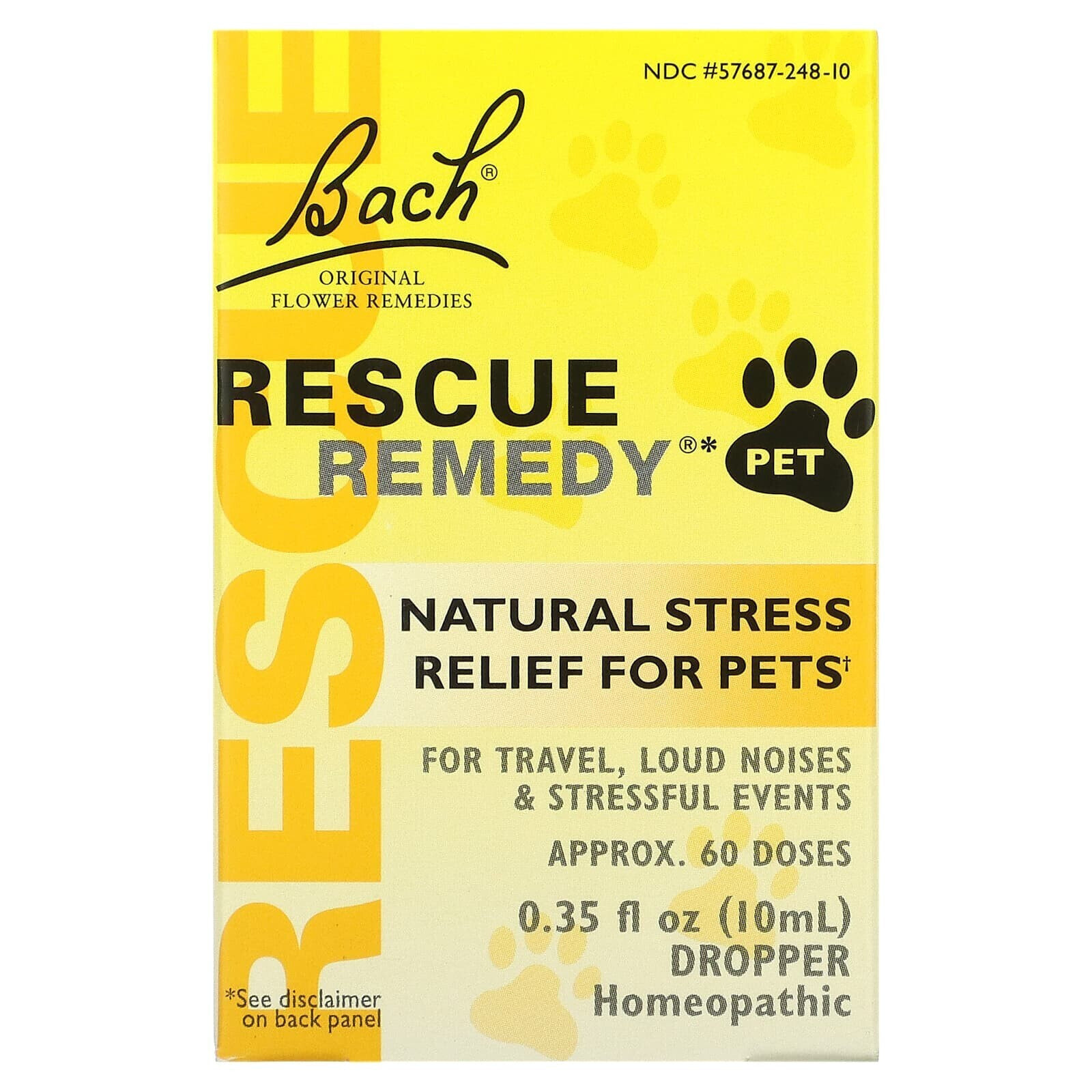 Bach, Rescue Remedy, оригинальные цветочные средства для домашних питомцев, натуральное средство для снятия стресса, 20 мл (0,7 жидк. унции)