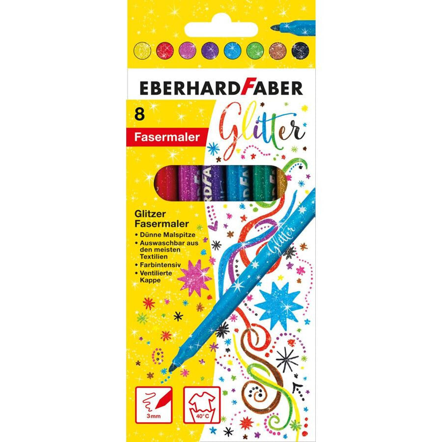 Eberhard Faber Glitter felt-tip pen pastel фломастер Синий, Зеленый, Оранжевый, Розовый, Бирюзовый, Желтый 8 шт 551009