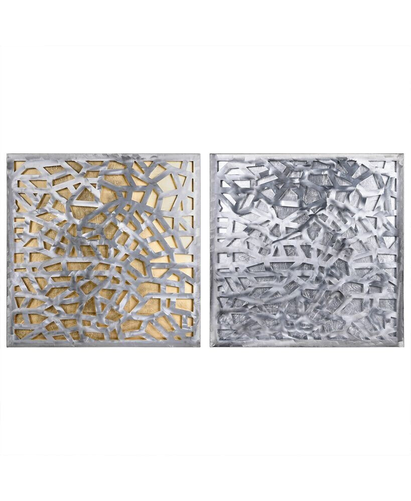 Enigma Polished Steel Leaf 3D Abstract Metal Wall Art, Set of 2, 32
