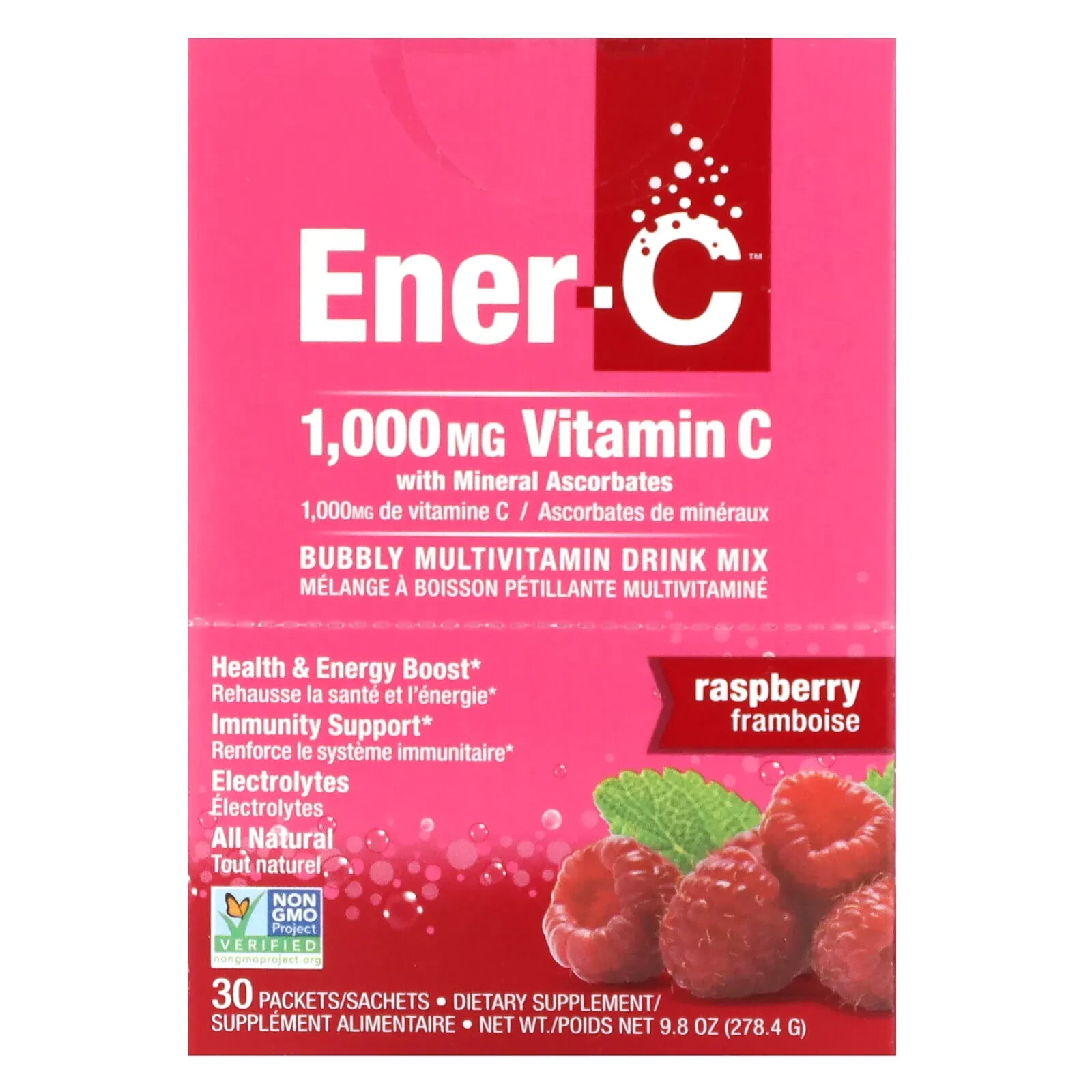 Ener-C, витамин C, смесь для приготовления мультивитаминного напитка, ассорти, 1000 мг, 30 пакетиков, 282,9 г (9,9 унции) в каждом
