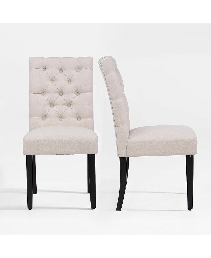 Upholstered Button Tufted Dining Side Chair Set of 2