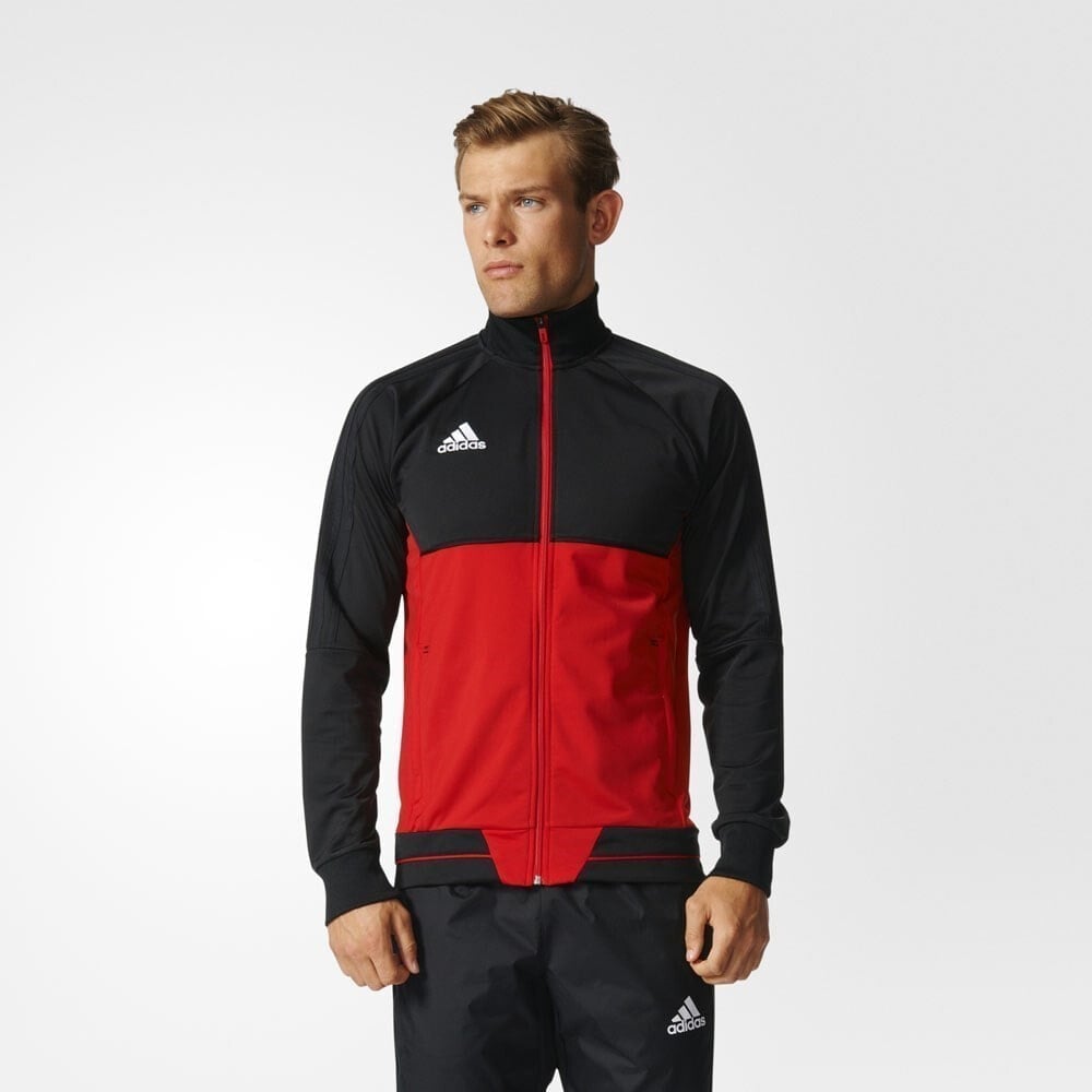 Мужская олимпийка спортивная на молнии черная красная Adidas Tiro 17 Training Jacket цвет черный красный размер 164 - 169 cm/S Male — купить недорого с доставкой, 2162479