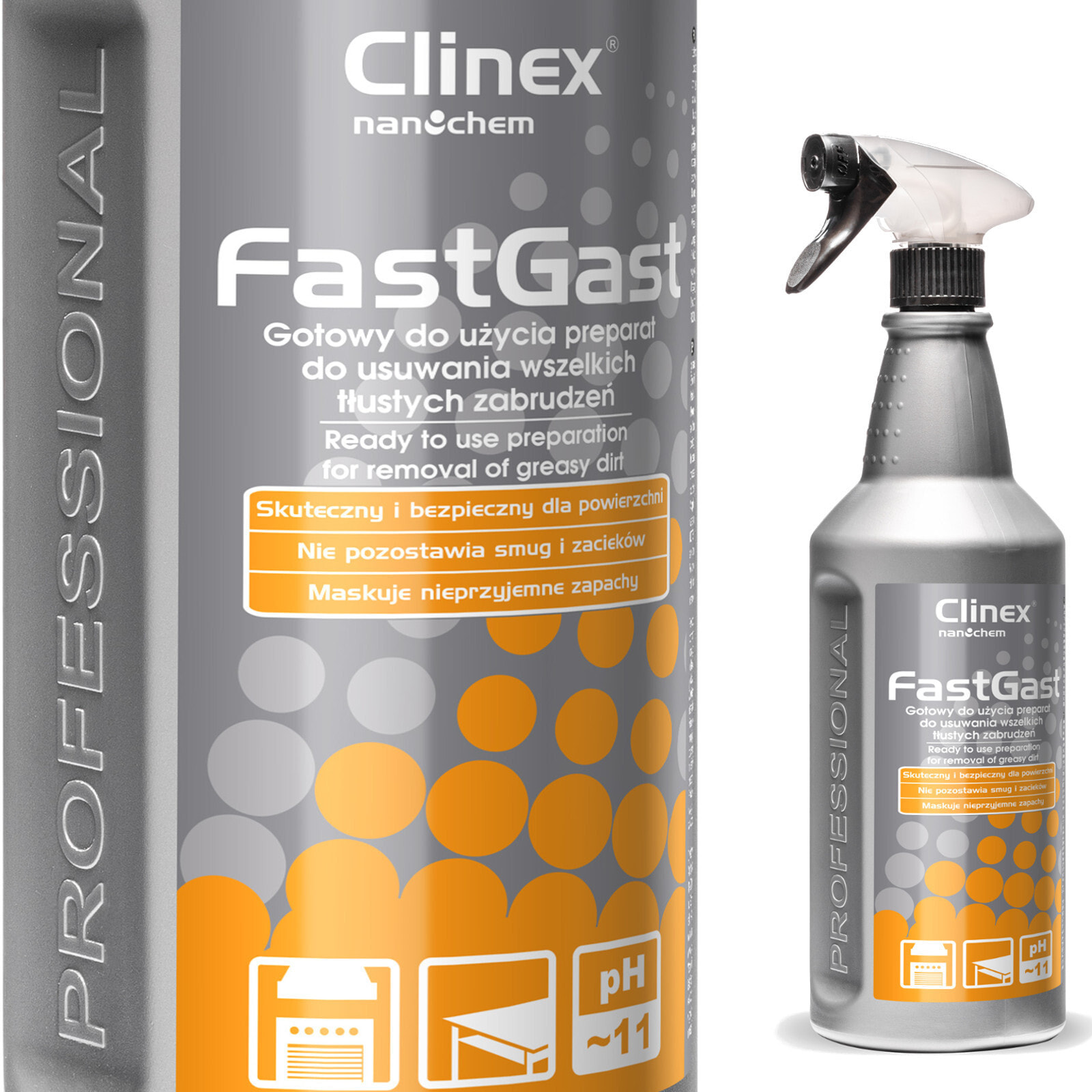 Cleaner for greasy dirt in the kitchen for the hoods of the wall tops CLINEX FastGast 1L