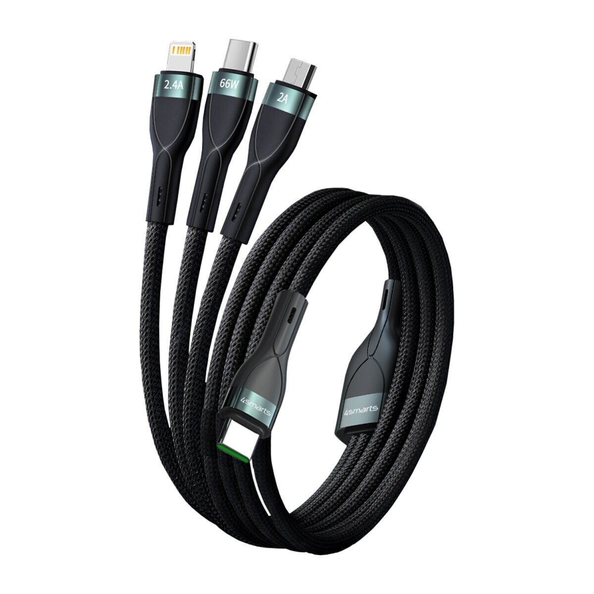 4smarts 540438 - 1.5 m - USB C - USB C/Micro-USB B/Lightning - 480 Mbit/s - Black