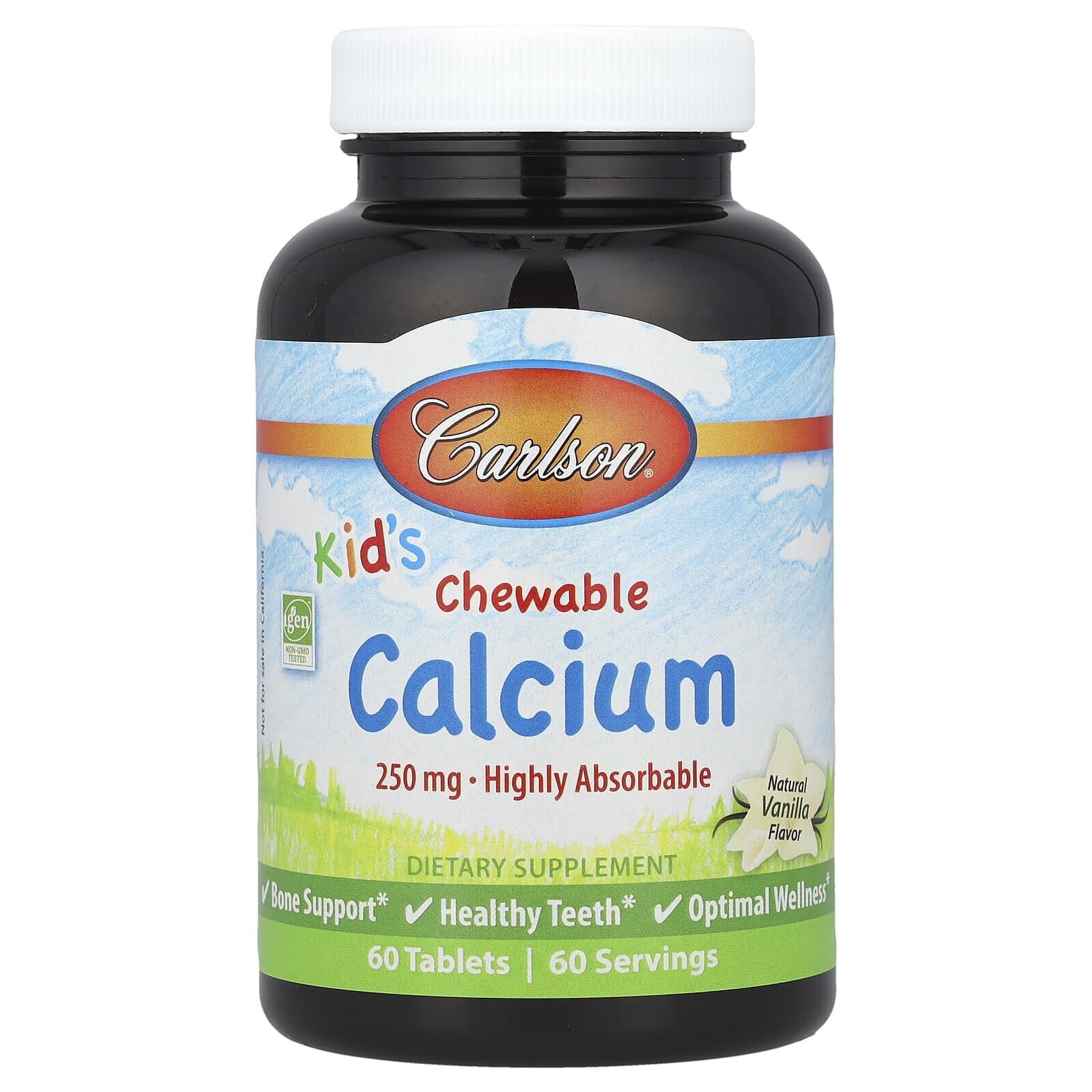 Kid's, Chewable Calcium, Natural Vanilla, 250 mg, 120 Tablets