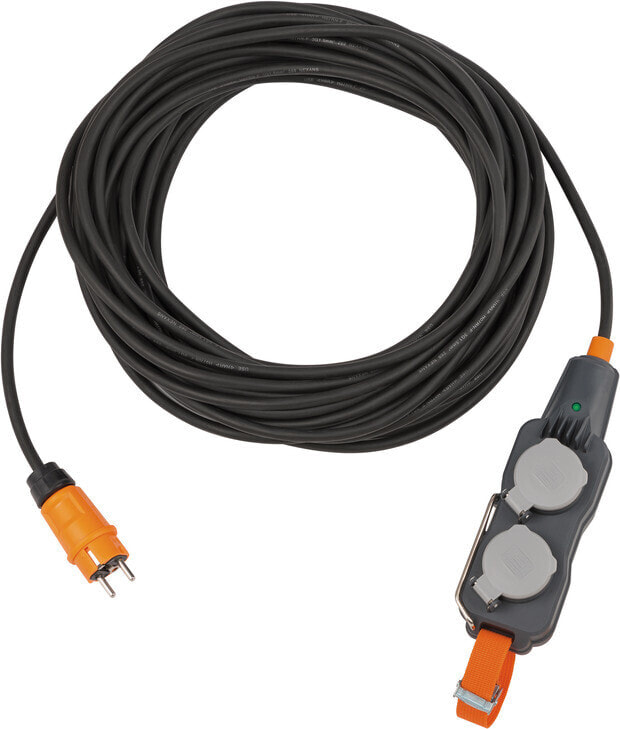 Brennenstuhl 9161150160 - 15 m - 2 AC outlet(s) - Indoor/outdoor - IP54 - Black - Orange - 350 mm