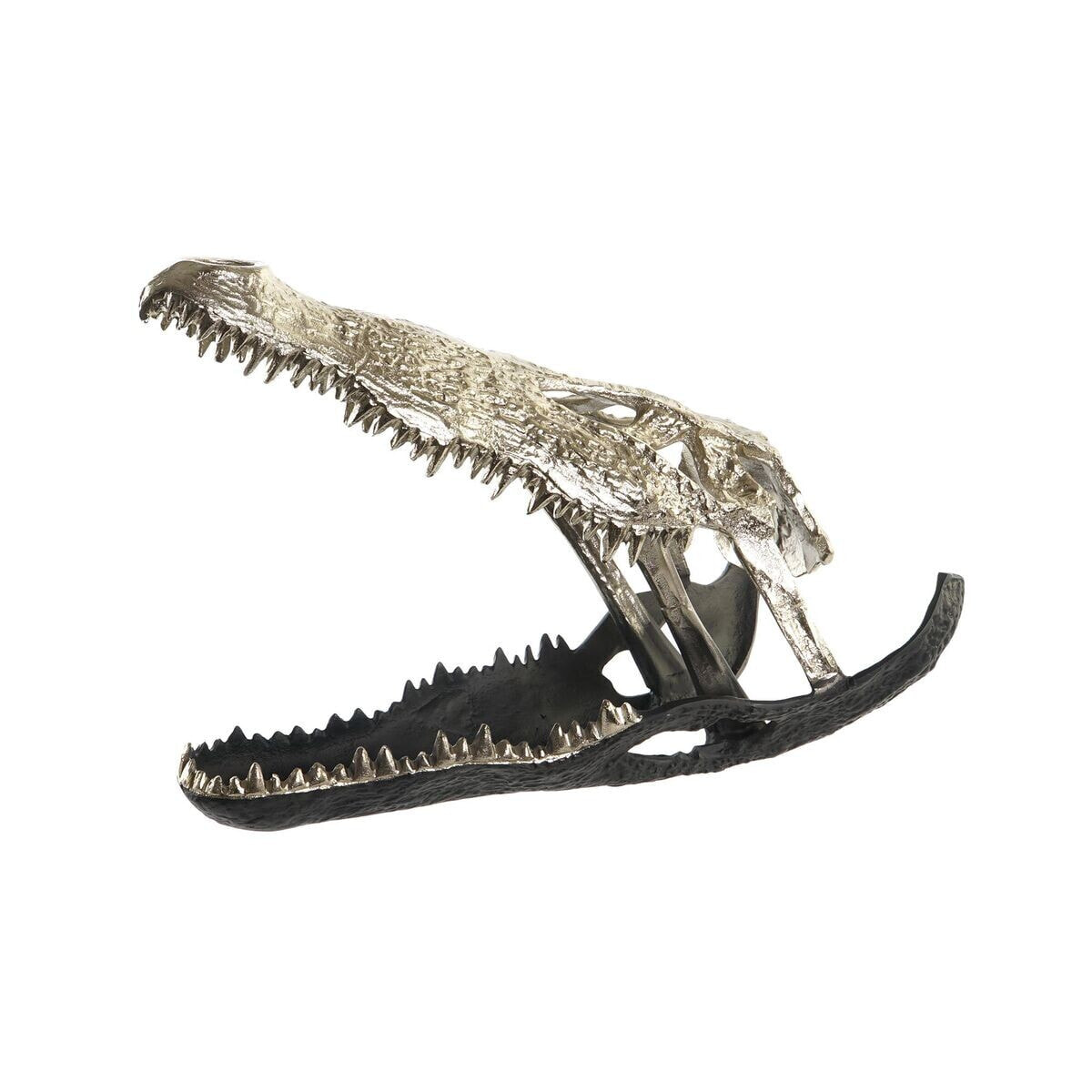 Decorative Figure DKD Home Decor Champagne Aluminium Dark grey Bicoloured Crocodile (55 x 26 x 39 cm)