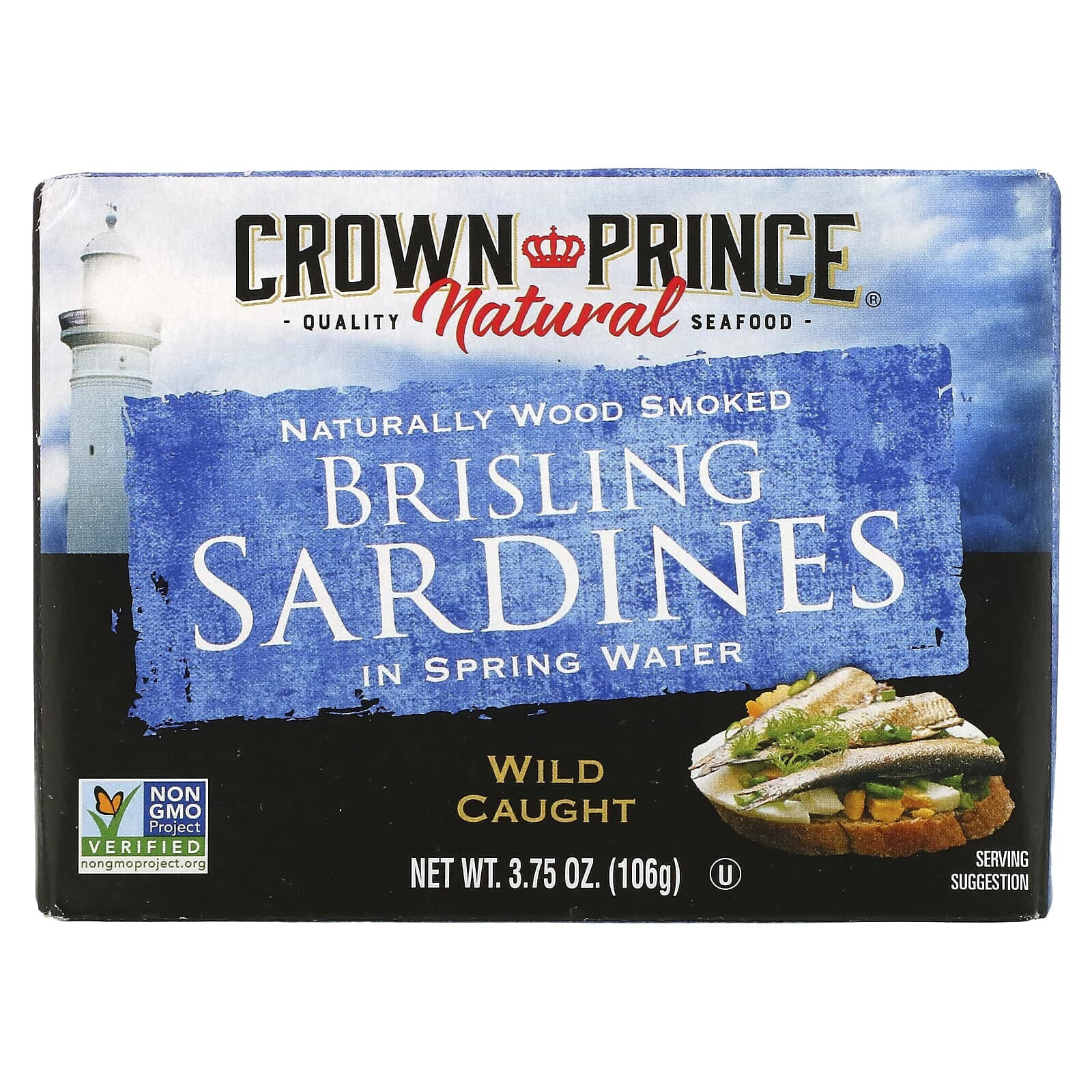 Crown Prince Natural, Brisling Sardines, в родниковой воде, 106 г (3,75 унции)