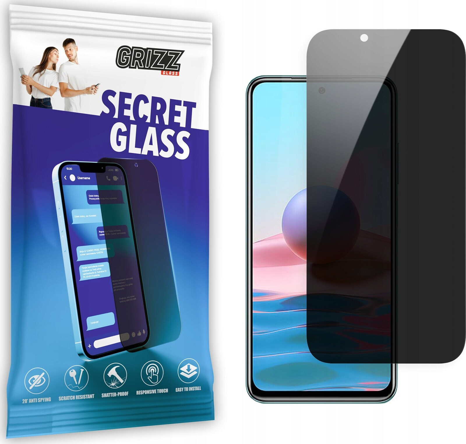 GrizzGlass Szkło prywatyzujące GrizzGlass SecretGlass Xiaomi Redmi Note 12 Pro Speed