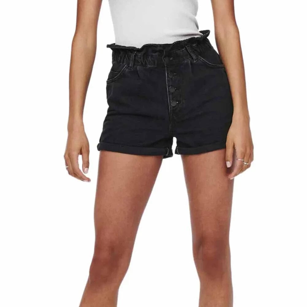 ONLY Cuba Life Paperbag Denim Shorts