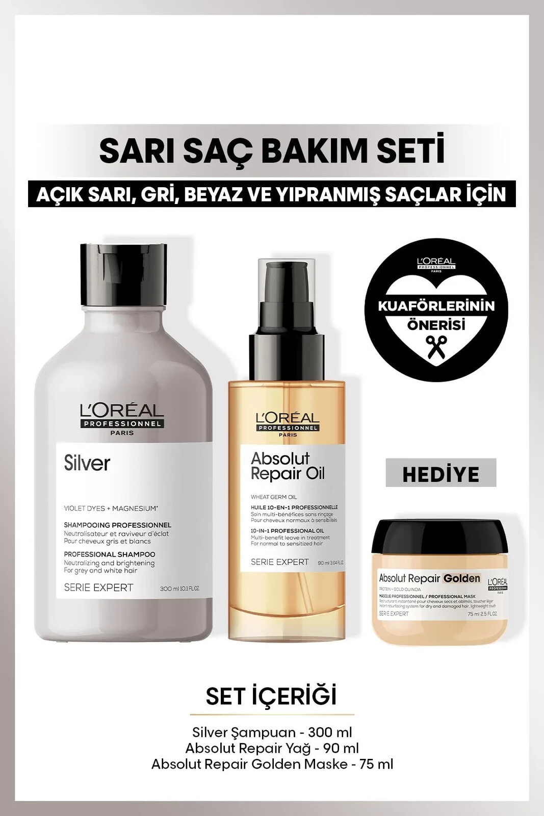 Serie Expert Sarı Saçlar Için Yoğun Onarıcı Bakım Seti, Silver