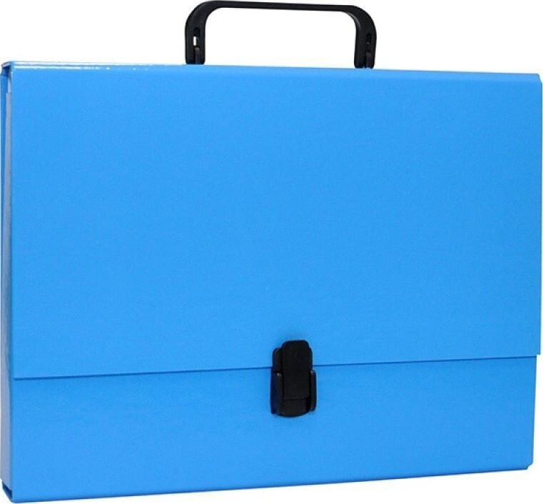 Школьный файл или папка Office Products Teczka-pudełko A4/5cm z rączką i zamkiem niebieska