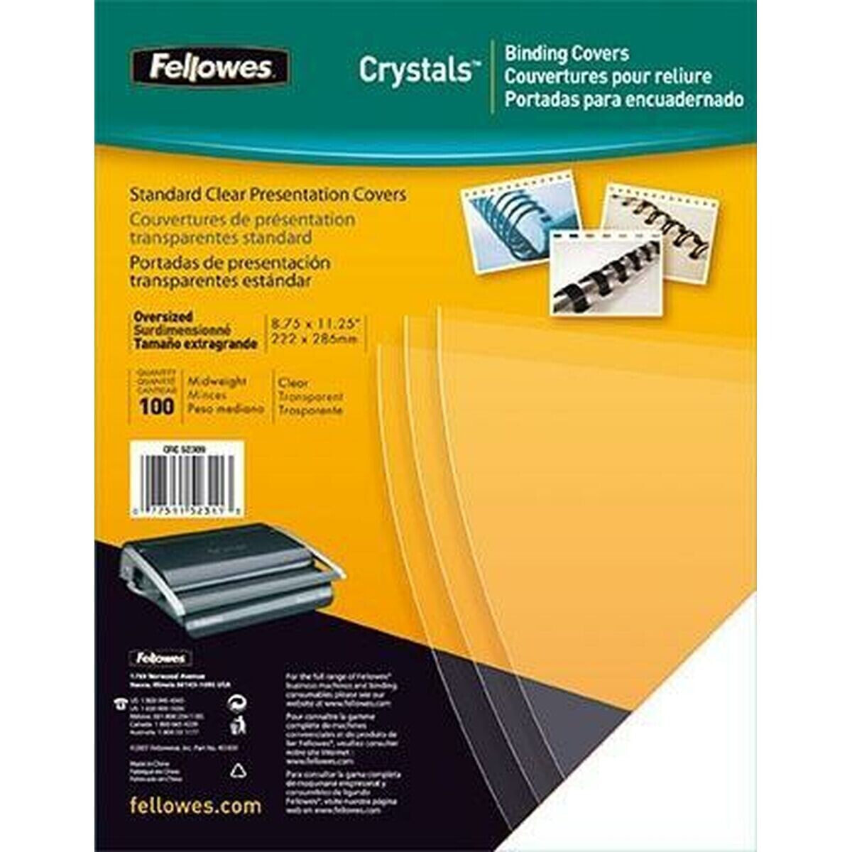 Binding covers Fellowes Crystals Transparent PVC A4 (100 Units)